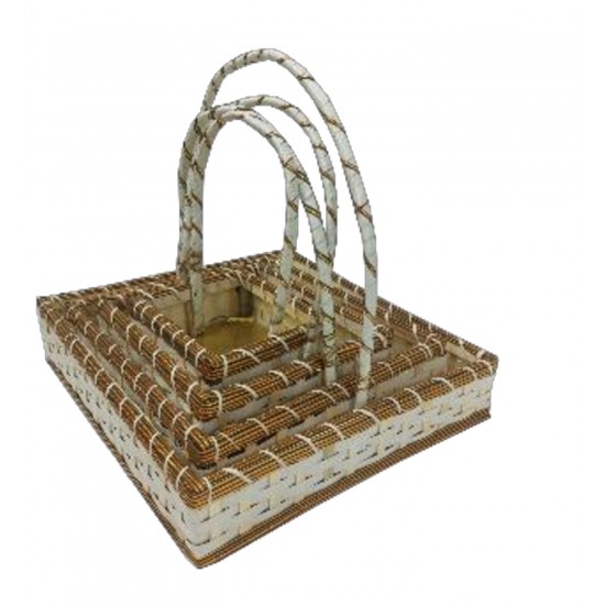 BASKET SET 4 PCS SQUARE RATTAN